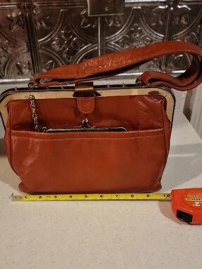 Vintage Brown Leather Frame Handbag